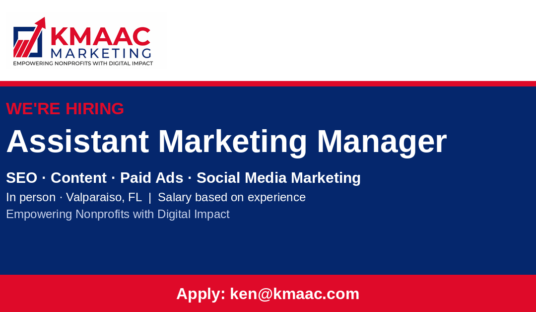 Assistant Marketing Manager – In Person (Valparaiso, FL)